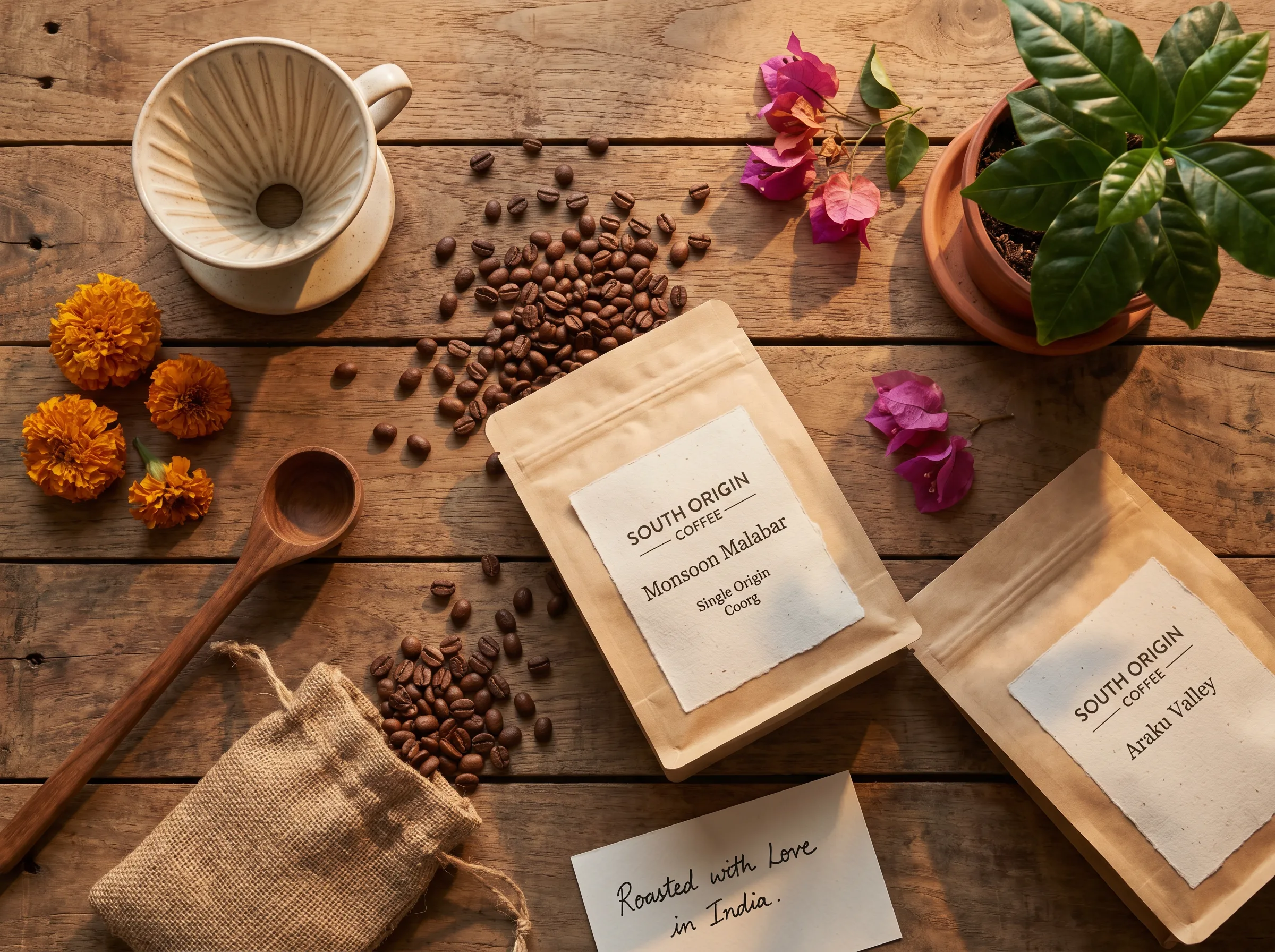 Coffee bag flat-lay &mdash; F&B brand